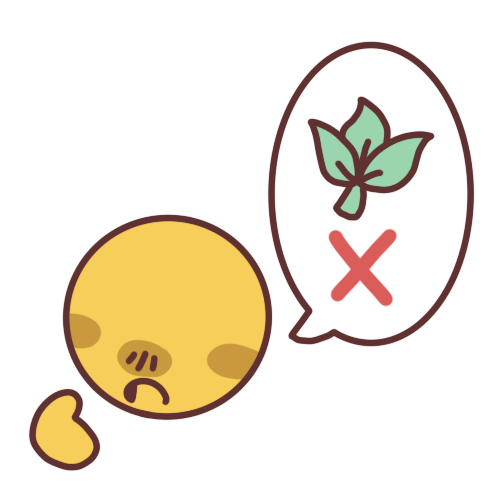 a person pointing to themselves with a speech bubble next to them, in the speech bubble is a three-leafed plant and an x